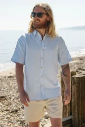 Men's Linen Short Sleeve Shirt - - Size: XL