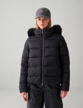 Para mujer. 2216E Plumífero con capucha desmontable de pelo sintético (50), Casual, Poliamida