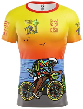 Maglietta A Maniche Corte Time To Tri Bike Multicolour L - OTSO - FashionsVida