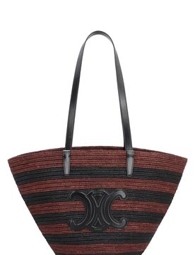 Raffia Classic Tote Handbag with Leather Handles and Removable Zip Pouch (24cm x 30cm x 18cm)