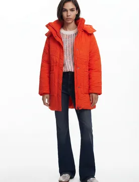 Manteau matelassé texturé ORANGE L female - Desigual - FashionsVida
