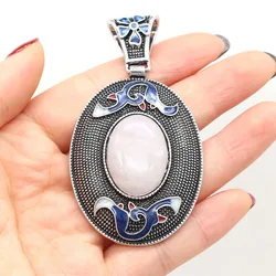 X70mm Natural Stone Crystal Cloisonné Pendant Rose Quartz Charms for Jewelry Making Supplies DIY Necklace Earrings Accessories
