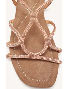 Sandalias planas de mujer de piel con pedrería - Gioseppo - FashionsVida