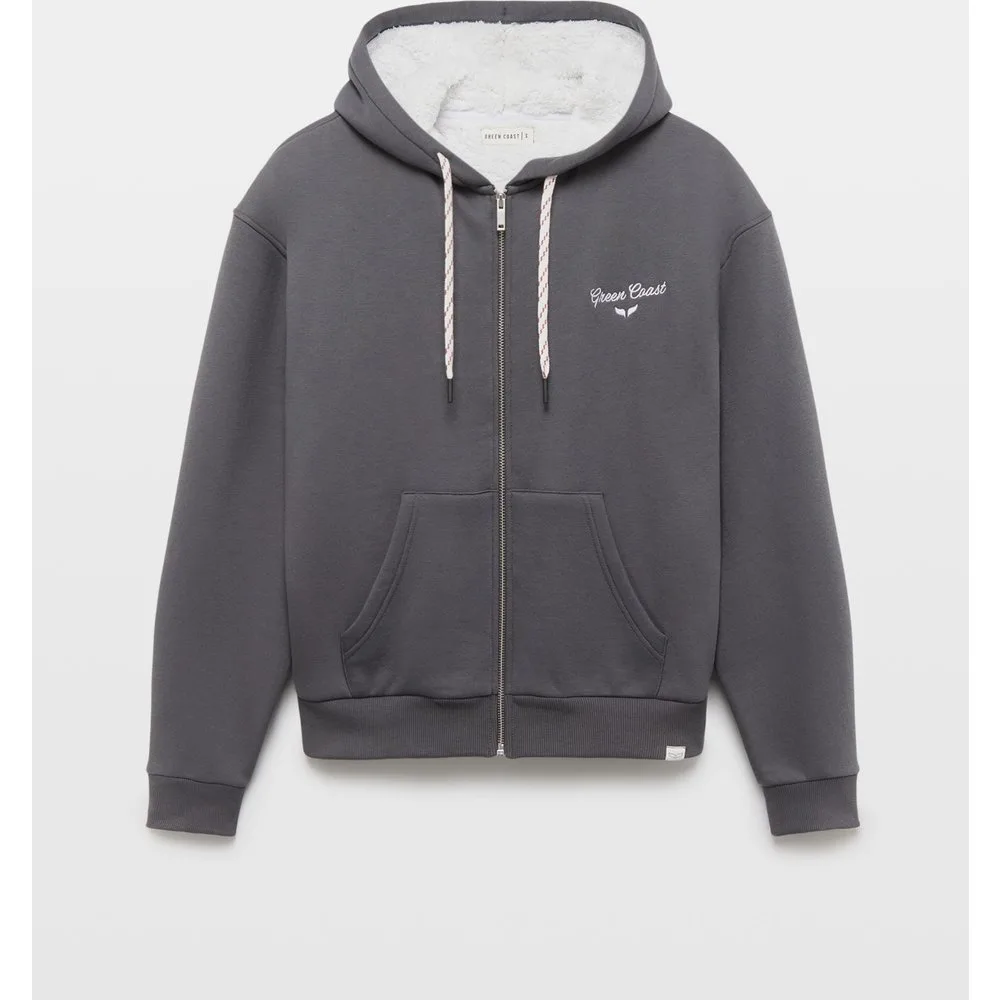 Sudadera forrada de borreguito con capucha y cremallera de mujer - Green Coast - FashionsVida