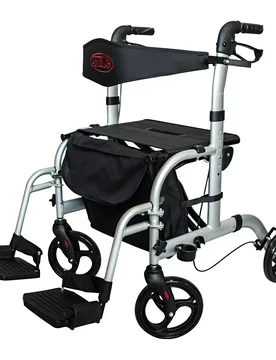 Aluminium Hybrid Rollator und Transportrollstuhl - AT51005 silber - Antar - FashionsVida