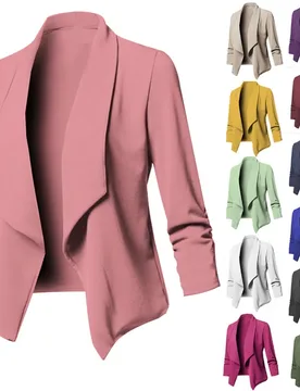 Slim-fit Long-sleeved Rubber Band Solid Color Versatile Collar Lapel Small Blazer - Aliexpress - FashionsVida