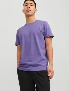 T-shirt viola mezza manica tinta unita - Jack & jones - FashionsVida