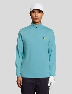 Men's Golf Performance 1/4 Zip Midlayer in Blue - Lyle & Scott - FashionsVida