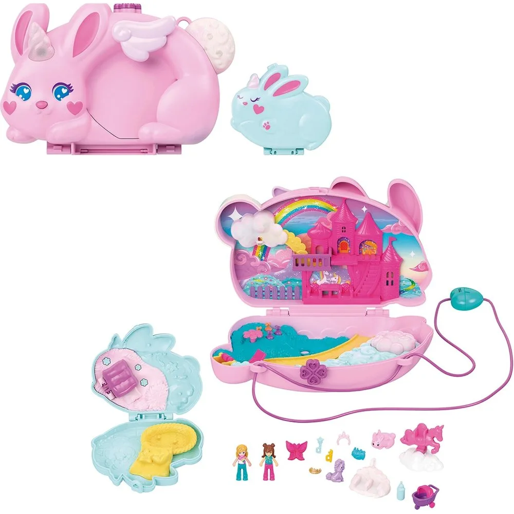 Cofre-bolso Mamá conejo unicornio y bebé para mini muñecas Mattel - Polly Pocket - FashionsVida