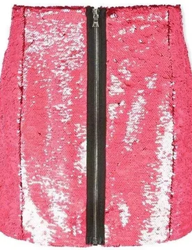 Hologram Pink Sequin Skirt - Markus Lupfer - FashionsVida