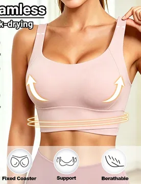 Camiseta de yoga transpirable, sujetador deportivo con función antichoque y fruncido que te da una hermosa forma de espalda, camiseta de entrenamient - Shein - FashionsVida