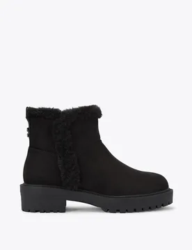 Faux Fur Lining Flat Ankle Boots Black female - Carvela - FashionsVida