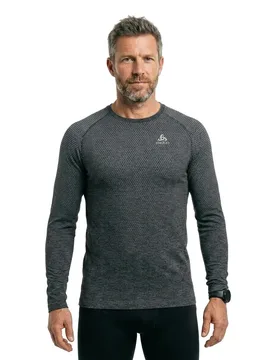 Crew Essential Seamless Long Sleeve T-shirt Grey Melange XL Men - Odlo - FashionsVida