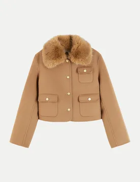 Wollblouson mit Kunstfellkragen Braun 40 - Tommy hilfiger - FashionsVida