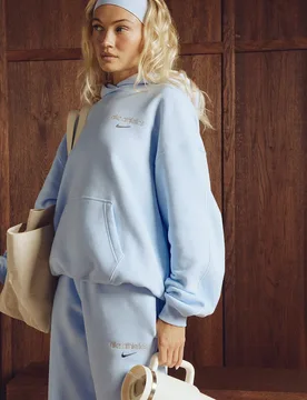 Womens Gym Life Swoosh Fleece Oversized Hoodie - Blu, blu blu Donna taglia XS - Nike - FashionsVida