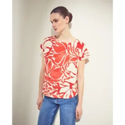 Camiseta de mujer con manga corta y estampado floral