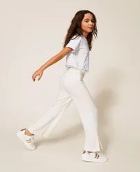 Pantalon évasé en crêpe avec fentes