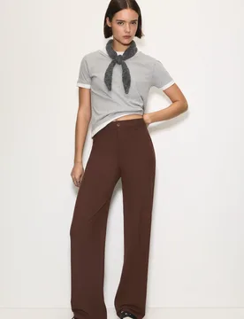 Smart High-Waist Straight-Leg Trousers (Size: ) - Pull&bear - FashionsVida