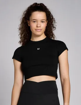 Camiseta corta de manga corta de corte ajustado Basics para mujer de - MP - FashionsVida