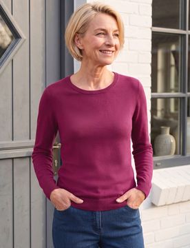 Rundhals-Pullover Supersoft - Magenta - female - Size: 48
