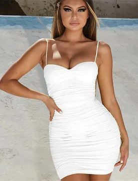 White Prom Dress Sexy Stripe Sleeveless Ruffles Short Mini Party Gown Casual Hot Girl Formal Wedding Guest Birthday Robe - Aliexpress - FashionsVida