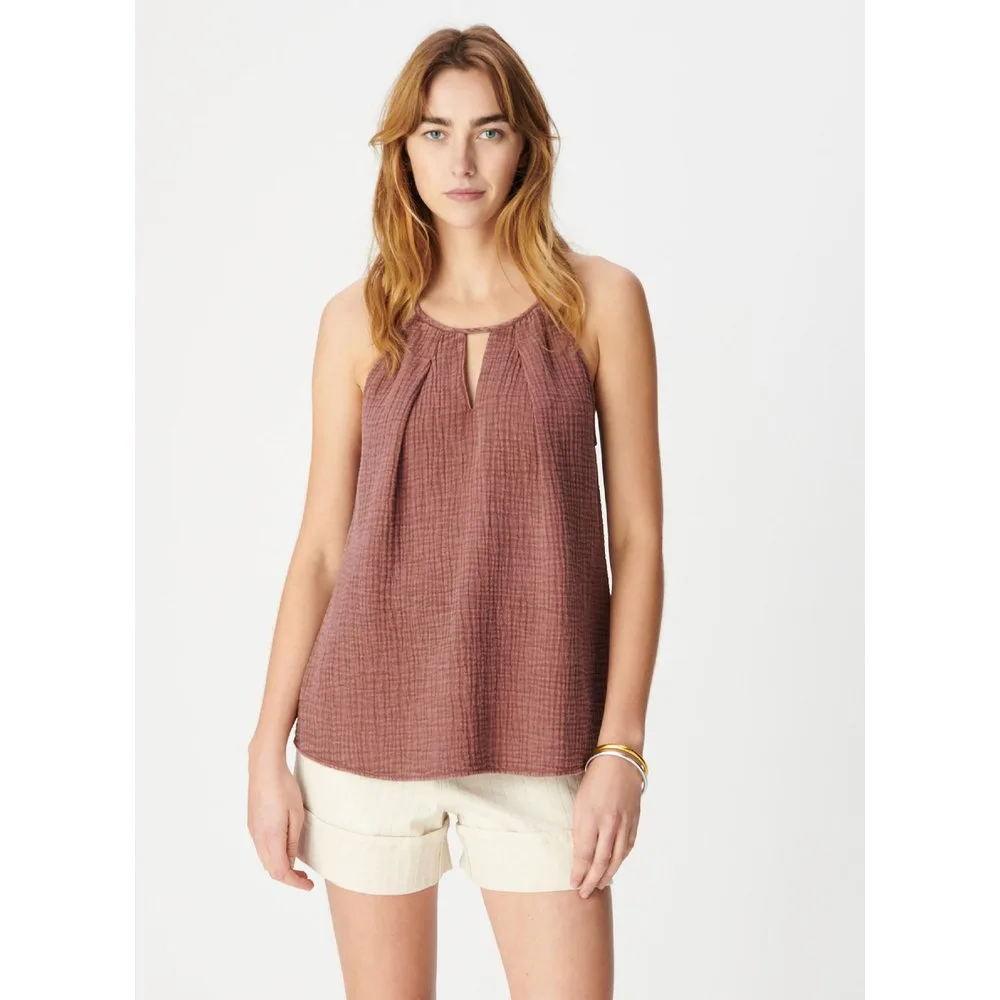 Top de mujer sin mangas de gasa de algodón - IKKS - FashionsVida