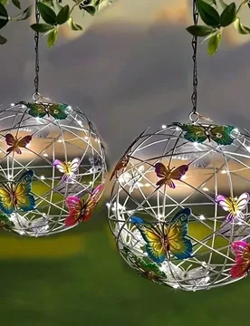 Pieza Luz solar de mariposa, Linterna LED de mariposa, Luz solar de bola de mariposa, Luz colgante solar de mariposa para exteriores, Adecuada para c? - Shein - FashionsVida