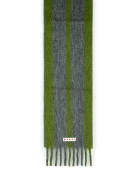 Sciarpa con miscela mohair grigia con frange