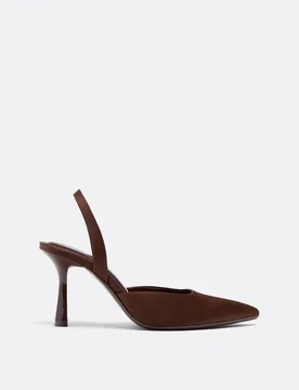 Absatzschuhe in Satinoptik BRAUN 39 - Stradivarius - FashionsVida