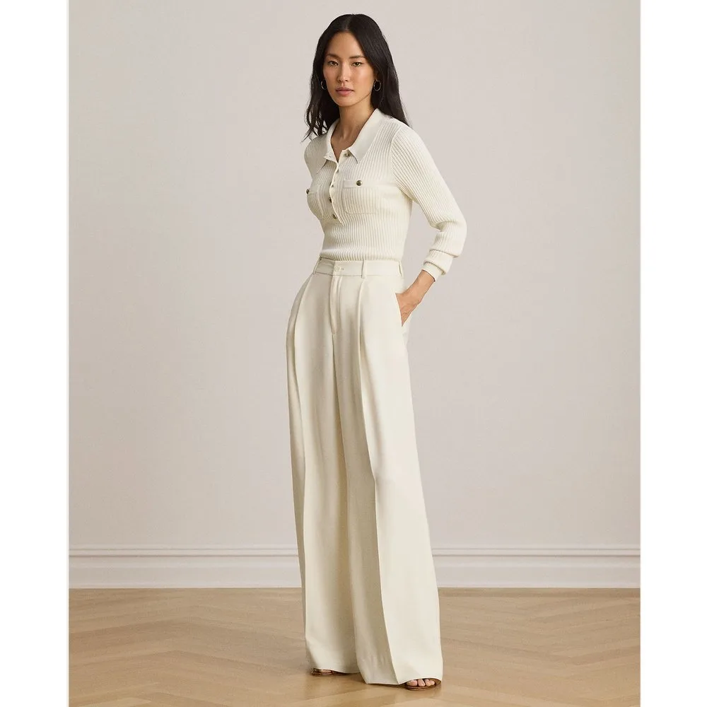 Pantalones anchos de mujer con pinzas - Lauren Ralph Lauren - FashionsVida