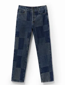 Jean droit carreaux BLUE 30 male - Desigual - FashionsVida
