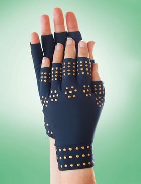 Arthritis Kompressionshandschuhe schwarz fingerlos magnetisch Java