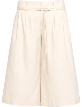 Pantalón recto tipo bermudas culotte con cinturón de mujer - The-Are - FashionsVida