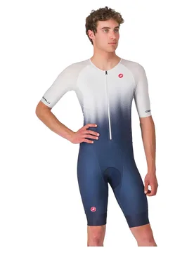 Core Short Sleeve Trisuit Belgian Blue / White XL Men - Castelli - FashionsVida