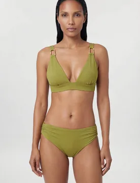 Trim Detail Bikini Top - Khaki - Size: L - Karen millen - FashionsVida