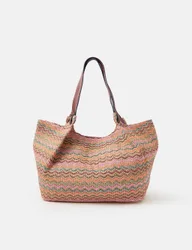 Zig Zag Raffia Shoulder Bag Multi female