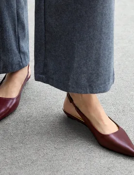 Zapatos planos de punta fina con tacón bajo y sin cordones para mujer, color burdeos, versátiles y cómodos para el trabajo y el transporte - Shein - FashionsVida