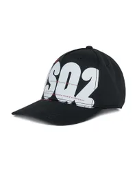 Berretto nero in cotone con frontino e maxi logo bianco