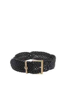 Cintura in pelle intrecciata nera