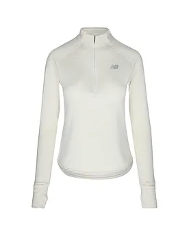 Camiseta de running para mujer RC Essential Heat Grid 1/2 Zip crema M - New Balance - FashionsVida