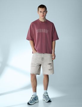 Bermuda En Jean Déchiré 34 Gris