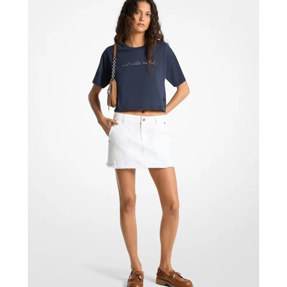 Camiseta de mujer de algodón con logotipo bordado - MICHAEL Michael Kors - FashionsVida