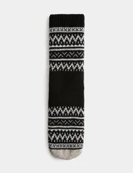 Wool Blend Fair Isle Slipper Socks Black Mix male