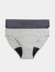 Pack Cotton Rich Period Bikini Knickers Grey Mix female