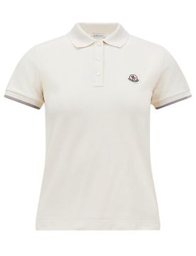 Short-Sleeve Snap-Button Top with Logo Patch and Ribbed Cuffs