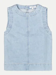 Ärmellose Denim Bluse Blau L