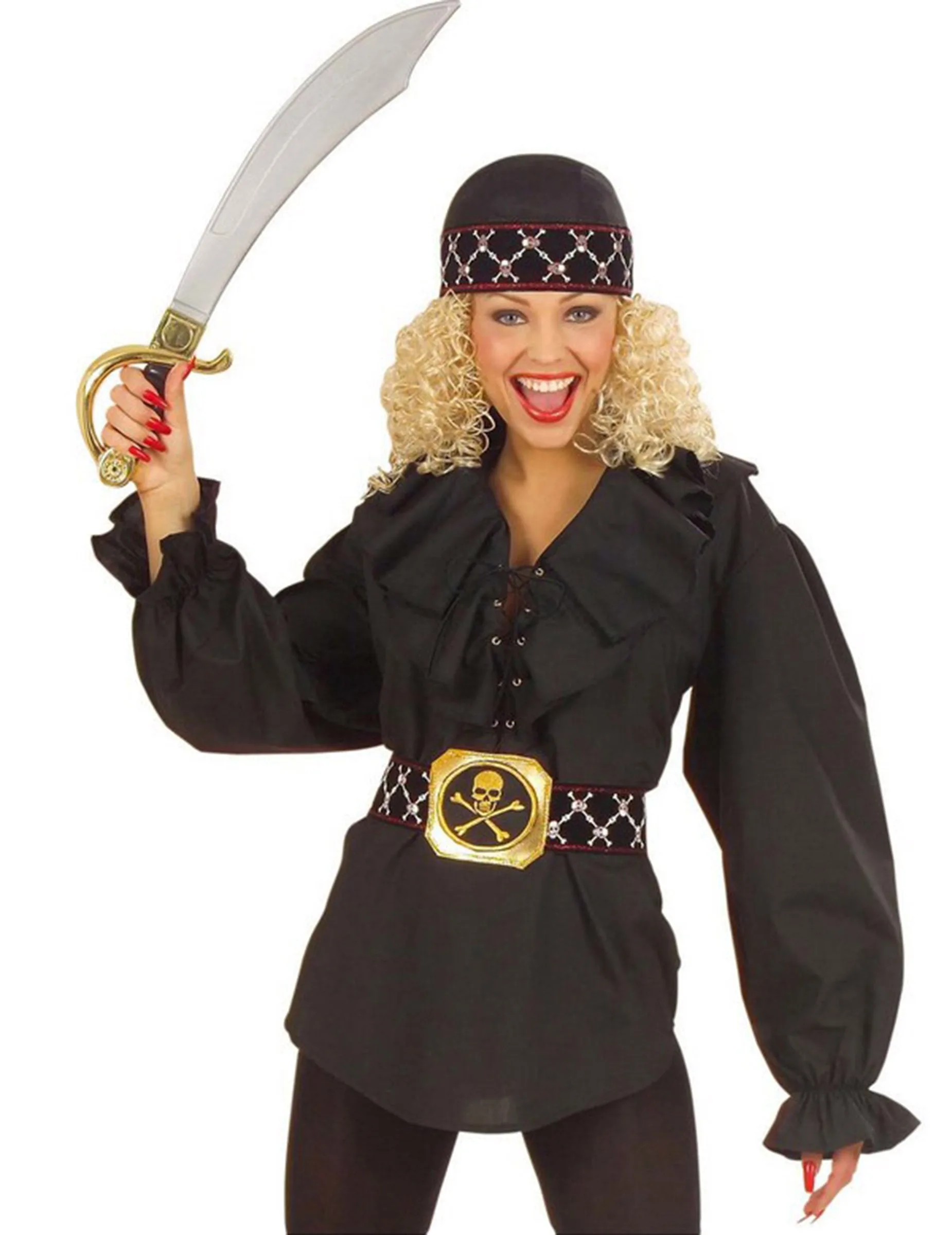 Piraten-Bluse Damen schwarz - female - Widmann - FashionsVida