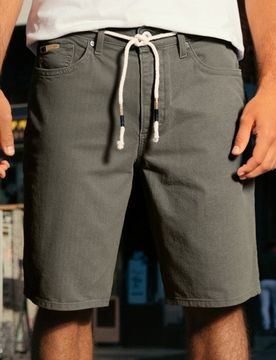 Pantaloncini in denim - verde polveroso