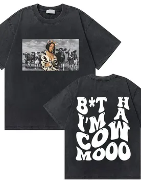Washed Vintage Rapper Doja Cat I'm A Cow Mooo Funny Meme T-shirts Men Women Hip Hop Fashion Tshirt Male Casual Oversized T Shirt - Aliexpress - FashionsVida