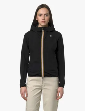 Giubbino nero Dot Lily dalla linea slim in nylon taffetà con cappuccio - K-way - FashionsVida
